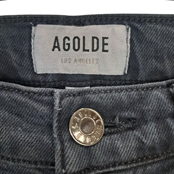 AGOLDE Kye Mid-Rise Straight-Leg Cropped Black Jeans Size 25 - Picture 5 of 8